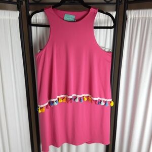Judith March Hot Pink Dress with Multi Colored Tassels, Size M